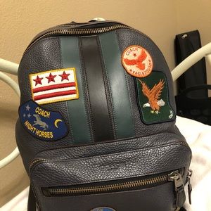 Coach West Varsity Stripe & Military Patch backpac